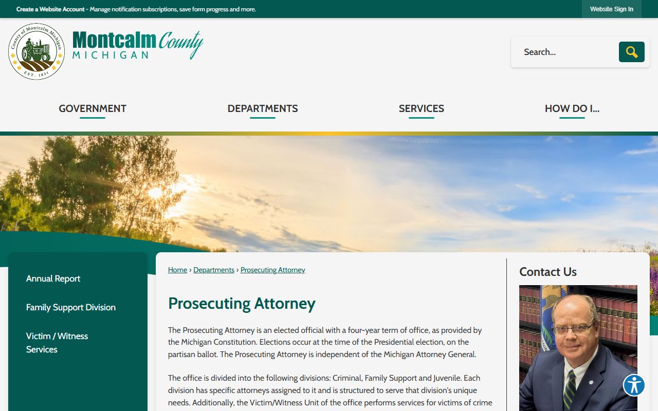 Montcalm County criminal court records Prosecuting Attorney office duties page