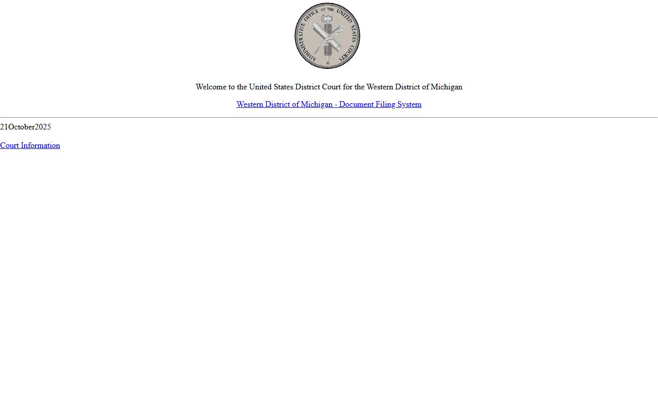 Western District CM/ECF login for Montcalm County federal court records