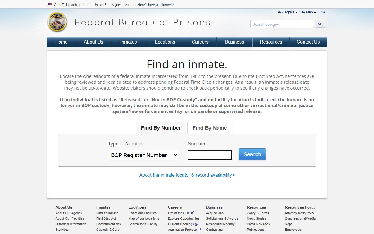 Montcalm County inmate search on the Federal Bureau of Prisons locator