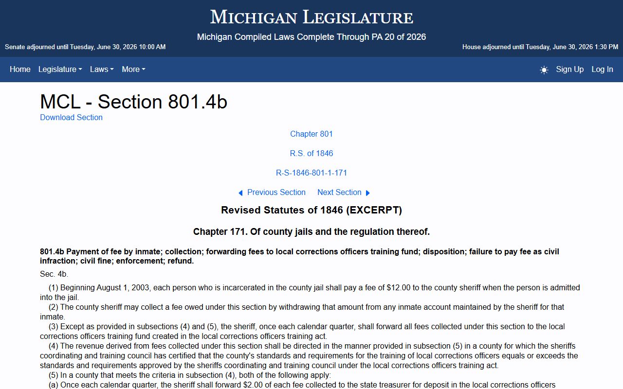 Montcalm County probate records fees set by Michigan statute